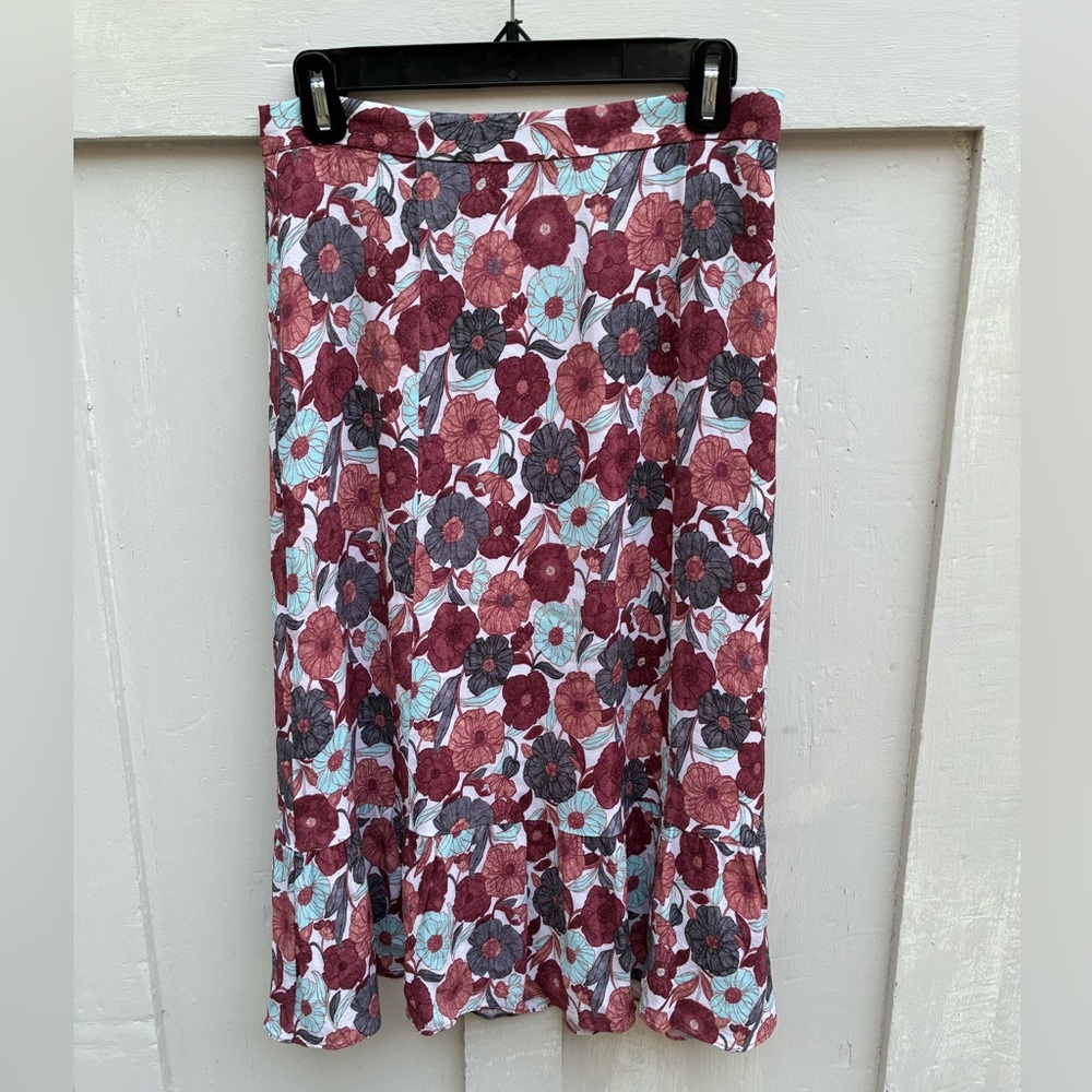 Wilfred Aritzia Size 6 Floral Midi Skirt Chariot A-Line Bottom Ruffle - Picture 2 of 10